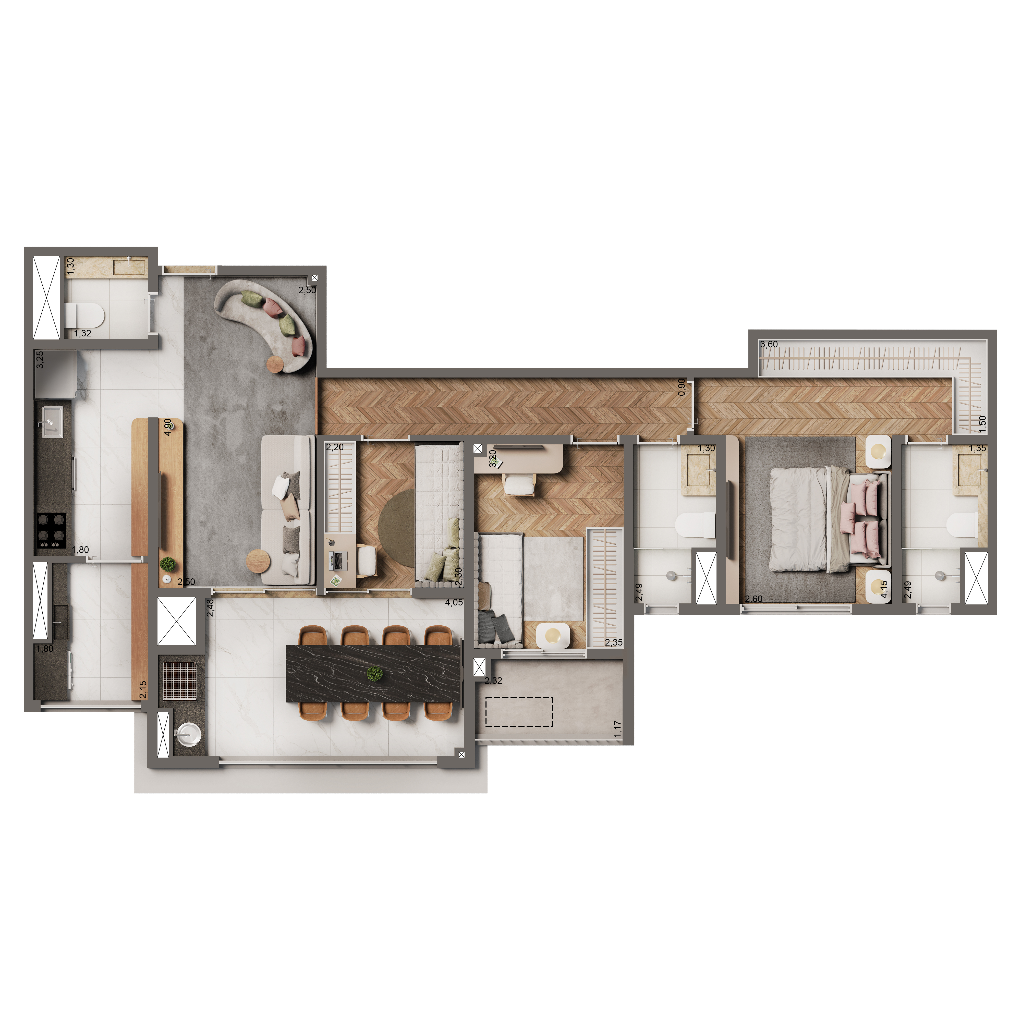 Planta Opção 86m²